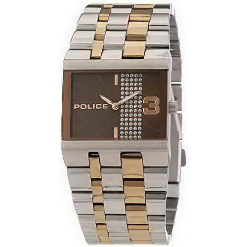 POLICE Damen-Armbanduhr GLAMOUR SQUARE Analog Quarz Edelstahl P10501BSTR-40MA -